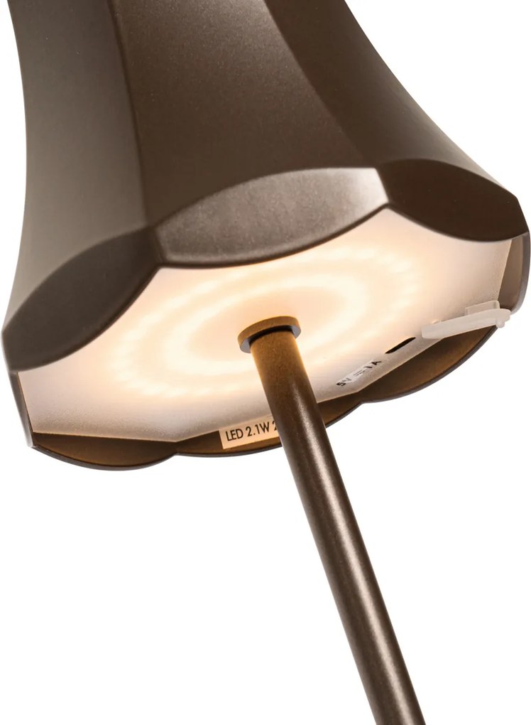 Retro tafellamp donkerbrons oplaadbaar IP44 - Granny