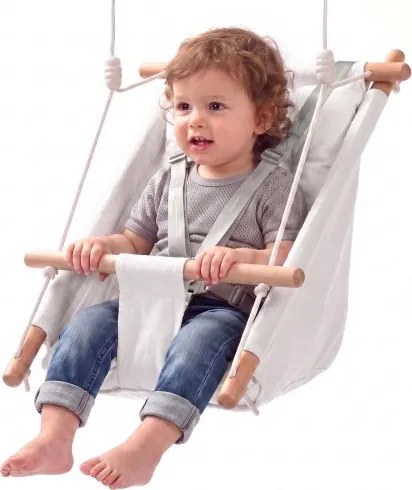 VEVOR 3-in-1 babyschommel, kinderschommel, hangende canvas schommel (30 kg), wit, voor binnen- en buitengebruik, 5-punts veiligheidsgordel, hangende zitting met geïntegreerd kussen voor kinderen tot 3 jaar, CE/CPC-gecertificeerd