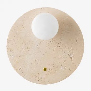 Wandlamp Ø30 Cm In Travertijn Met Glazen Bol Davise Travertine - Sklum