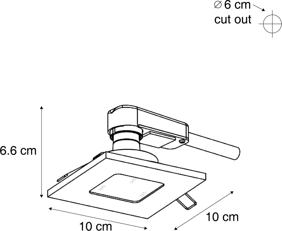 Set van 6 moderne inbouwspots gunmetal vierkant IP44 - Qure
