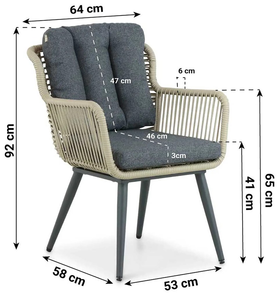 Tuinset 8 personen 300 cm Aluminium/wicker Grijs Coco Custa/Weave