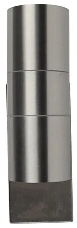 Buiten wandlamp staal 2-lichts IP44 met schemersensor - Duo