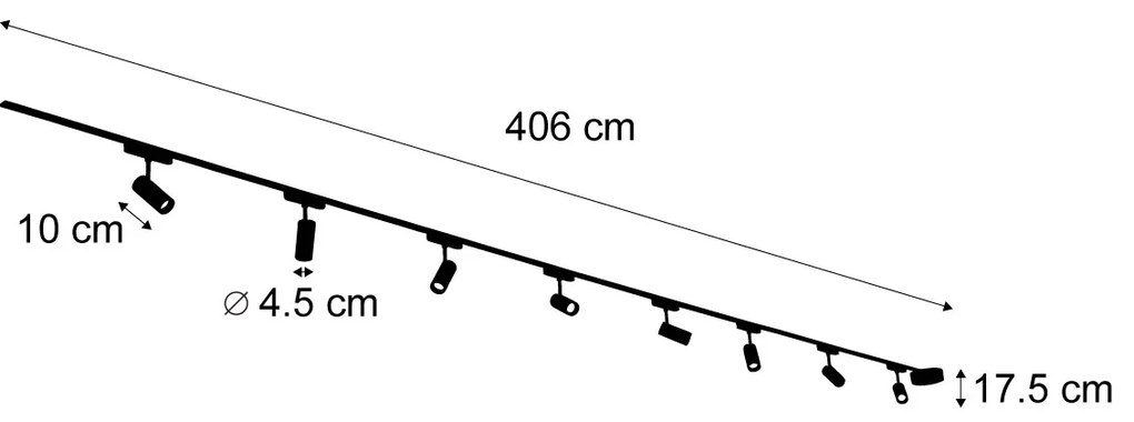 LED Modern railsysteem met 8 Spot / Opbouwspot / Plafondspots zwart 1-fase 400 cm - Magnetic Gert Modern Binnenverlichting Lamp