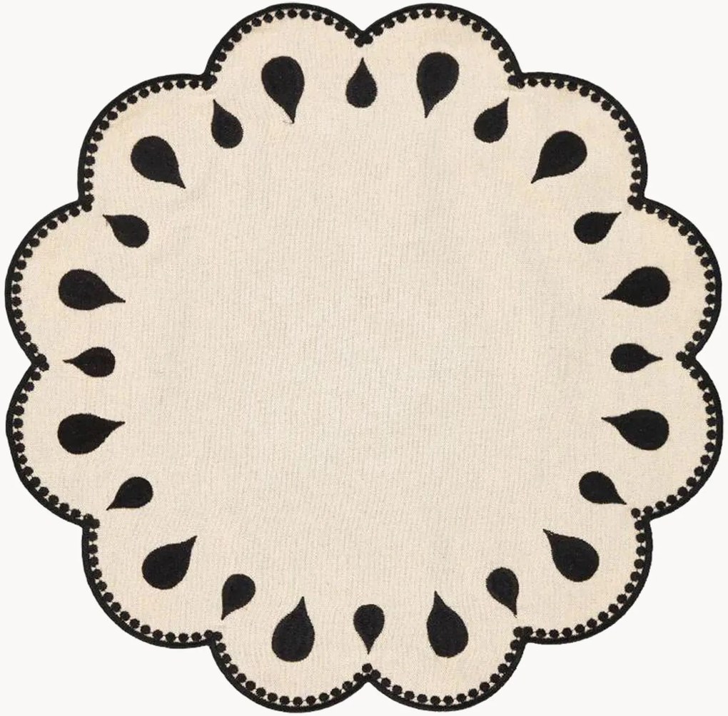 Ronde placemat Gotas met randborduurwerk