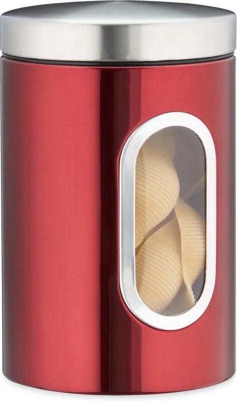Voorraadbus venster - koffieblik - bewaardoos - voorraadblik - voorraadpot rood