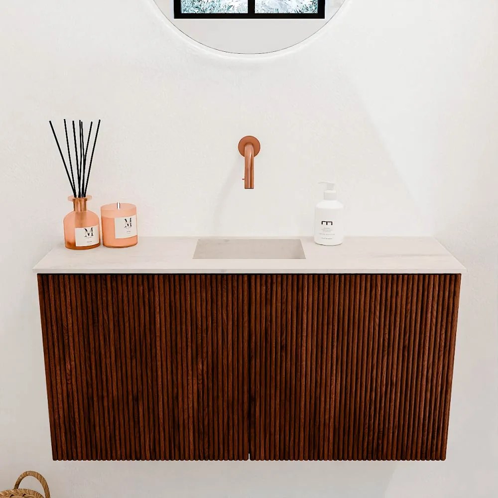 Mondiaz Joya DLux 80cm toiletmeubel ruby met wastafel faye midden zonder kraangat meli