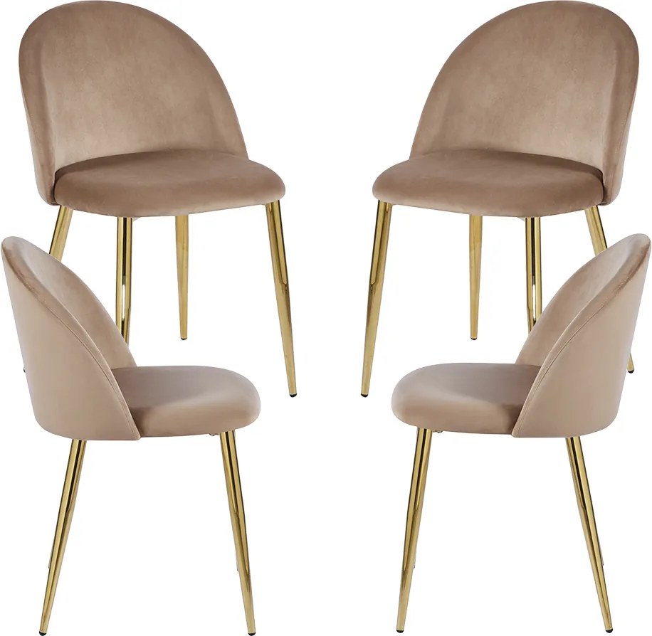 Set 4 Vint Fluwelen Golden Stoelen