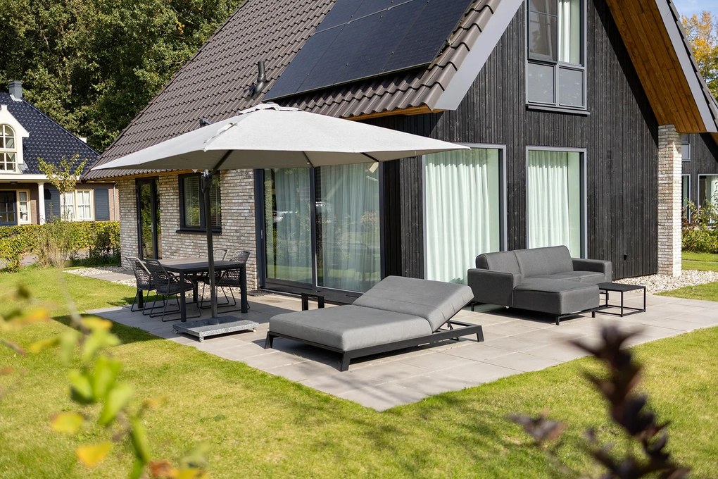 Mexico 2-persoons sunbrella ligbed met bijzettafel - Lichtgrijs