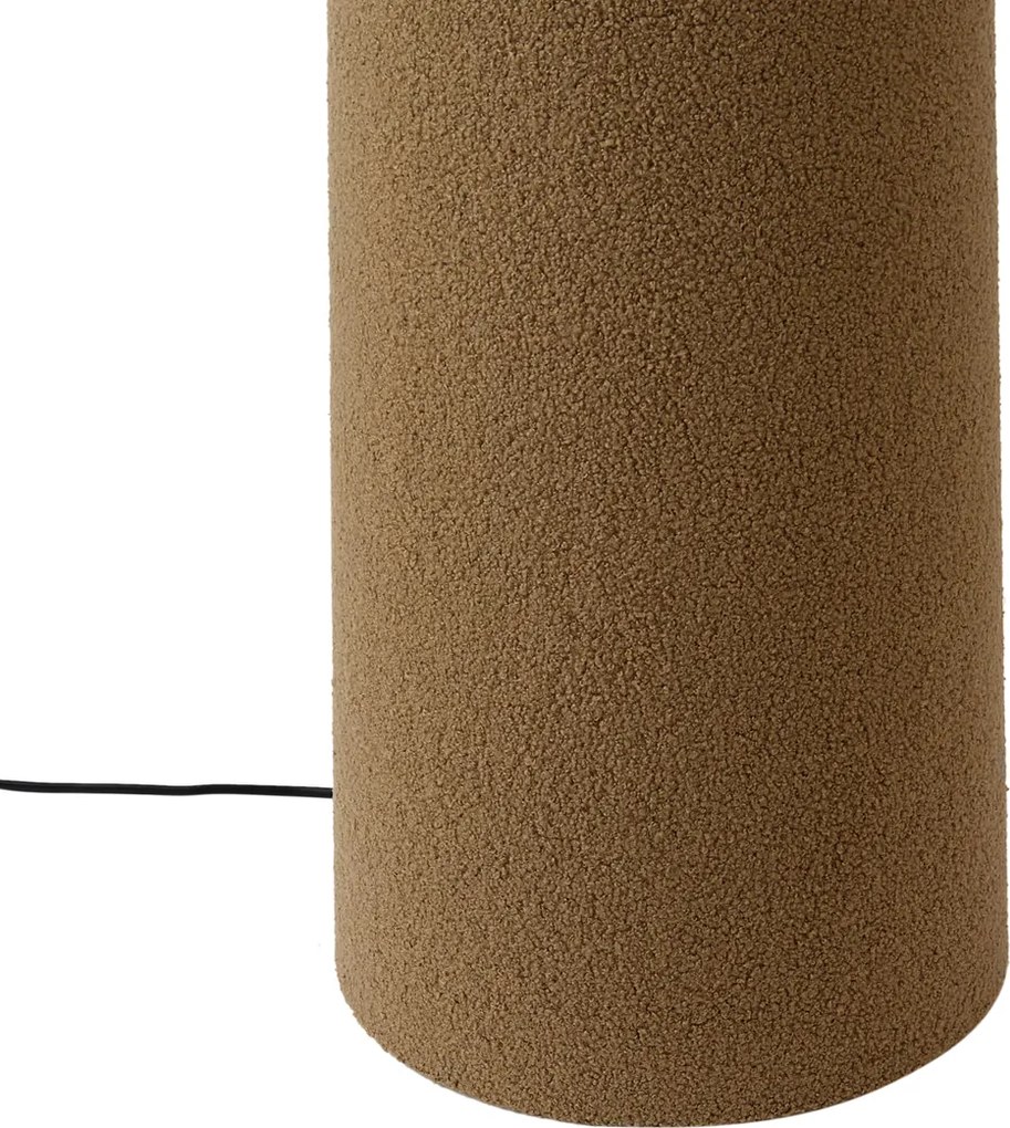 Japandi vloerlamp bruin teddy stof 2-lichts - Trompet