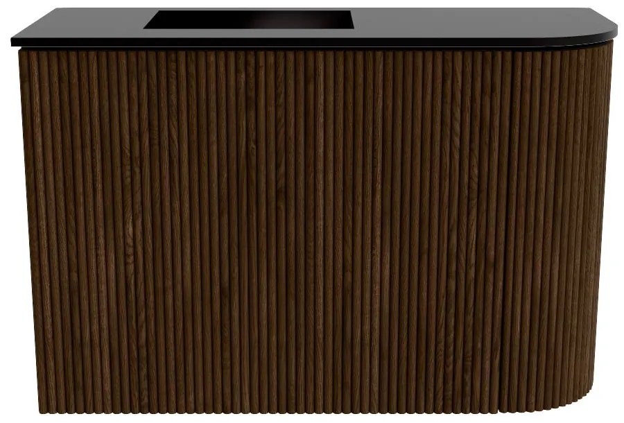 Mondiaz Joya 60cm toiletmeubel ronding rechts walnut met wastafel faye links zonder kraangat urban