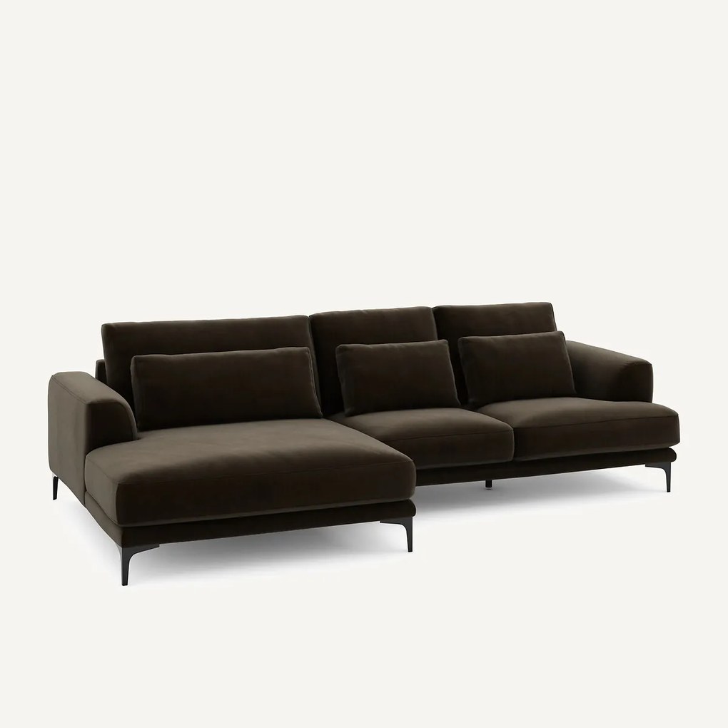 XL hoekbank links in fluweel, MARSILE