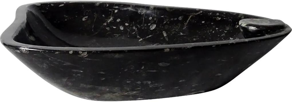 Zwart marmeren waskom | Eeuwenoud Orthoceras Fossiel | 39 x 51 x 14 cm