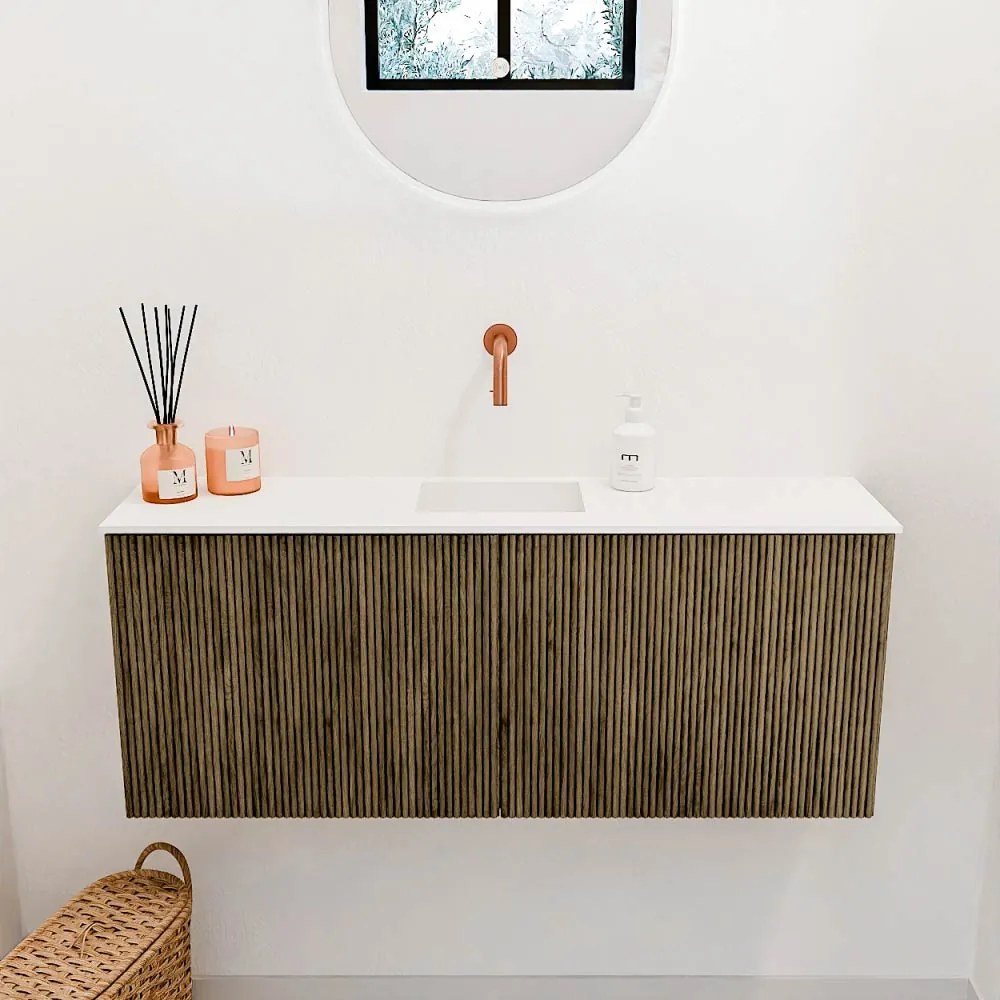 Mondiaz Joya 100cm toiletmeubel dusk met wastafel faye midden zonder kraangat talc