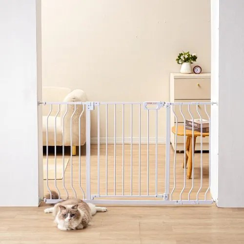 VEVOR Deur Veiligheidshek, Slagboom Traphek, 749-1346mm Breedtebereik Kinderhek, Huisdierhek, Traphek, Dubbelzijdig Draaihek 762mm Hoogte, Wit Babyhek Geen Boren Vereist