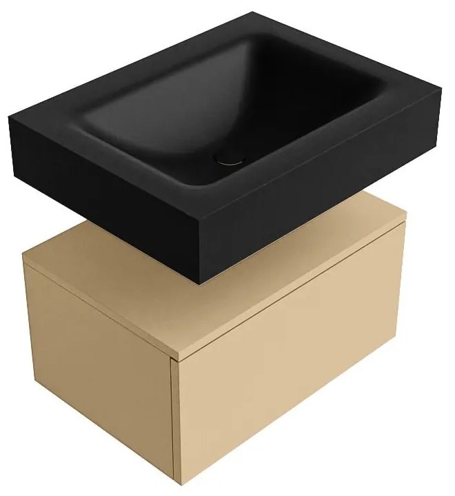 Zaro Alan badmeubel 60cm sand 1 lade met vrijhangende wastafel cloud midden 1 kraangat urban