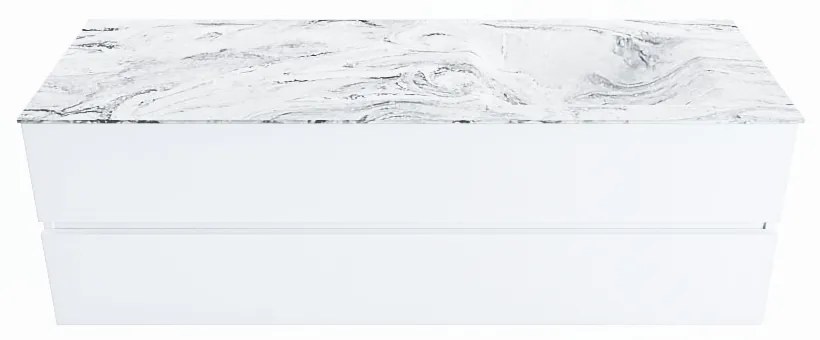 Mondiaz Vica DLux badmeubel 150cm talc 2 lades met wastafel glace rechts 1 kraangat