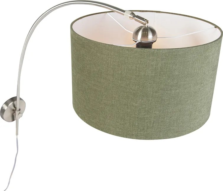 Wandbooglamp staal met kap groen 35/35/20 verstelbaar