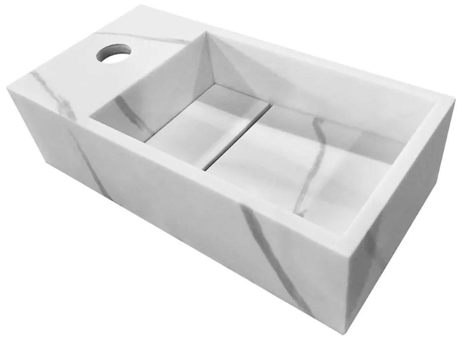 Mueller Venice links fontein solid surface 36x18x10cm marmer wit