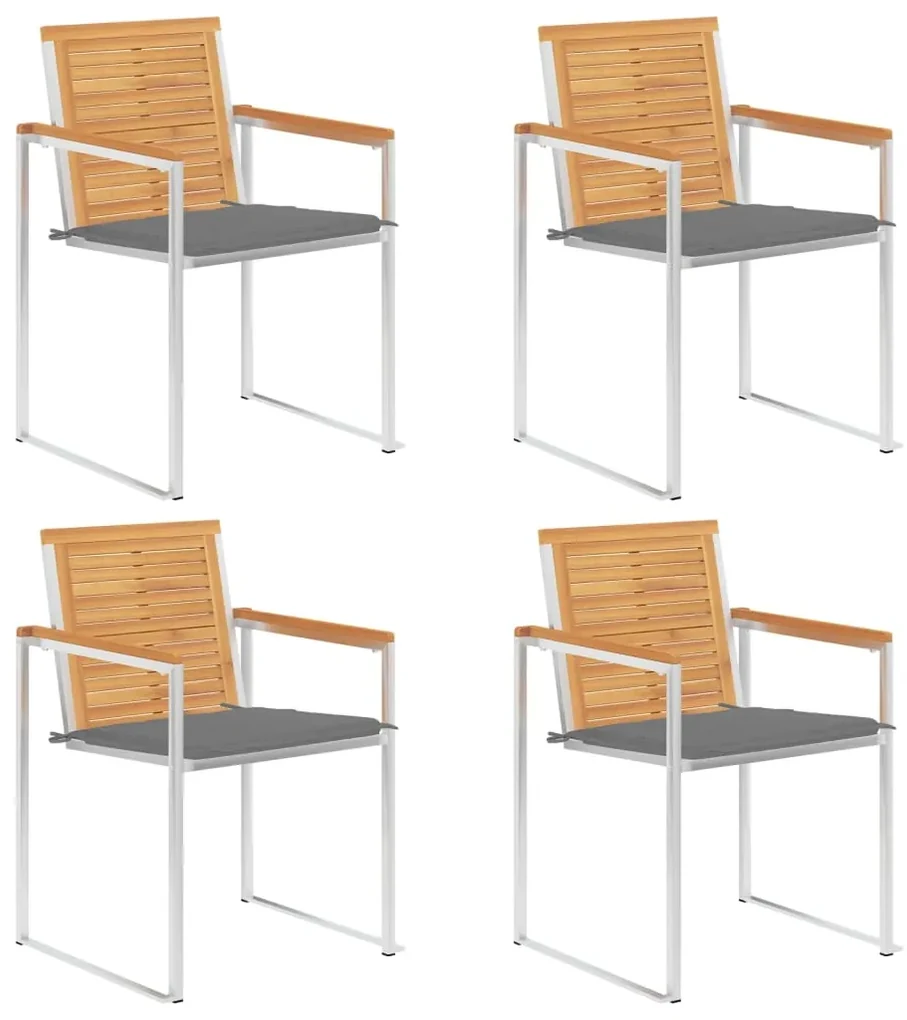 vidaXL Tuinstoelen 4 st met kussens massief teakhout