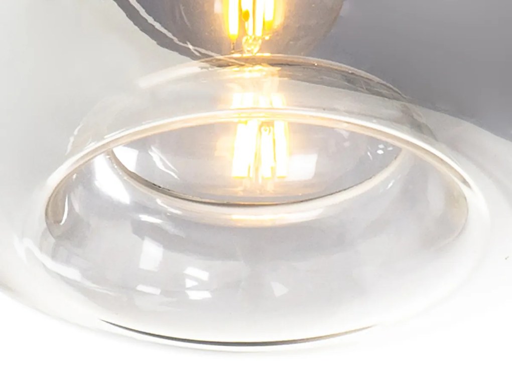 Smart hanglamp zwart met smoke glas incl. 3 Wifi P45 - Busa