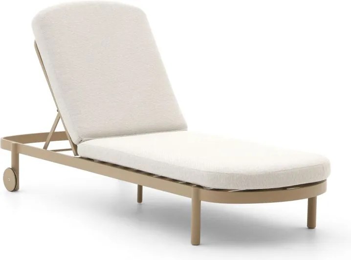 Verstelbaar ligbed Hartman  | Aluminium | Taupe - Naturel - Bruin | Ligbed met wiel | Ligstoel tuin | Strandbed  | Kees Smit Tuinmeubelen