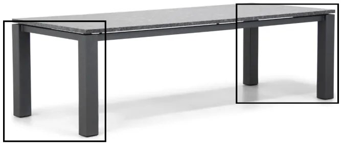 Dining Tuintafel rechthoekig 240 x 100 cm met Pearl Black Satinado blad Graniet Zwart Alaska