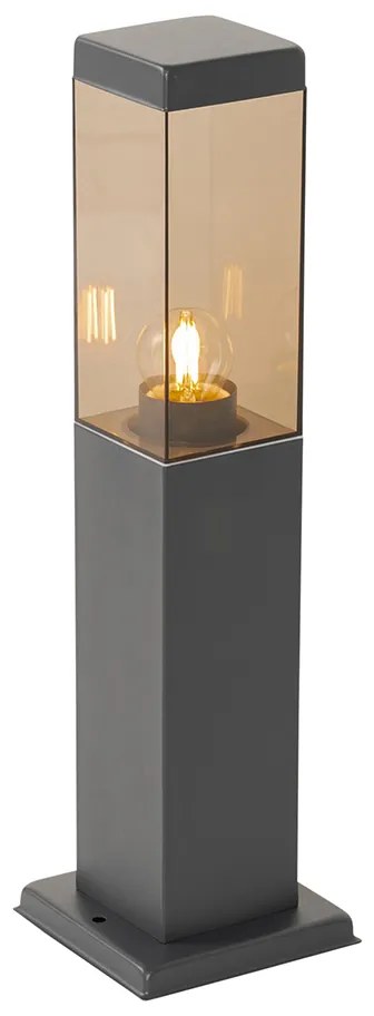 Buitenlamp donkergrijs met smoke glas met grondpin en kabelmof 45cm IP44 - Malios