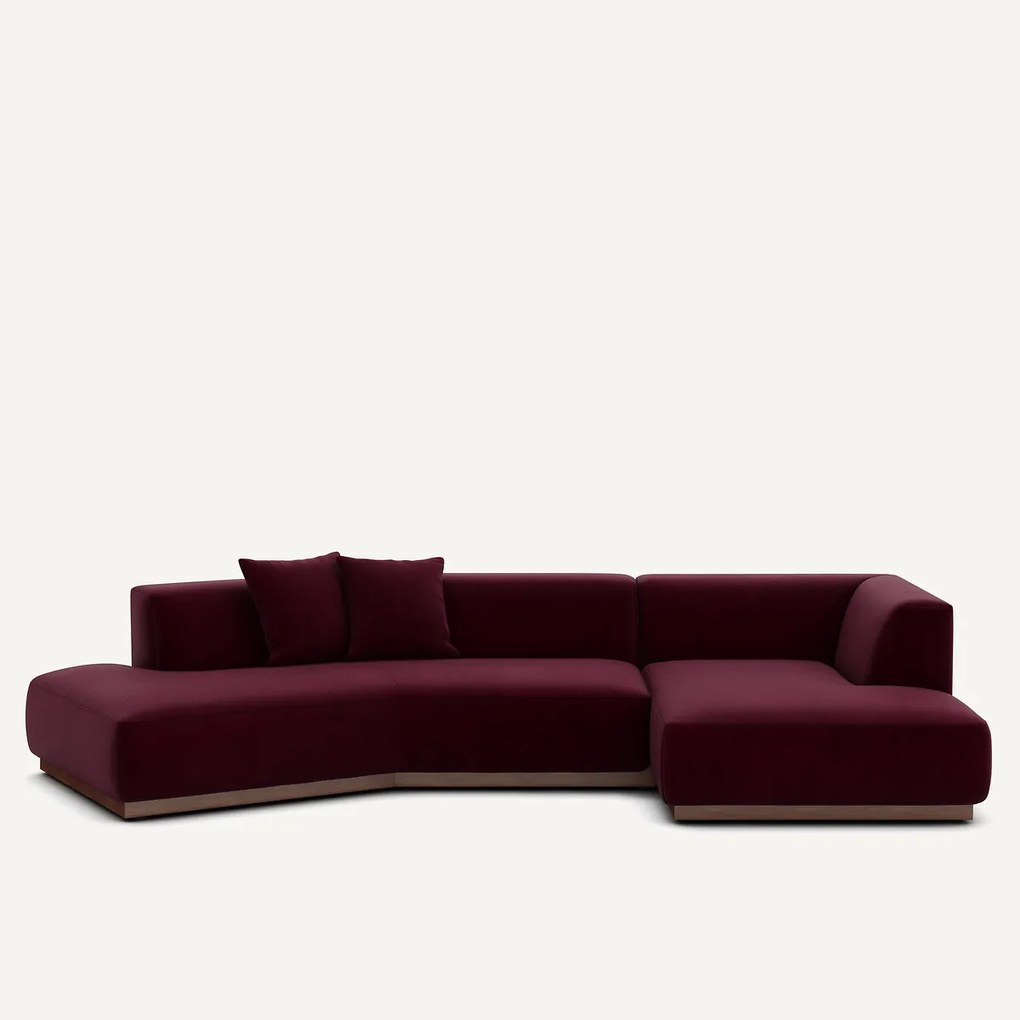 Rechter open hoekbank in fluweel, Jacopo