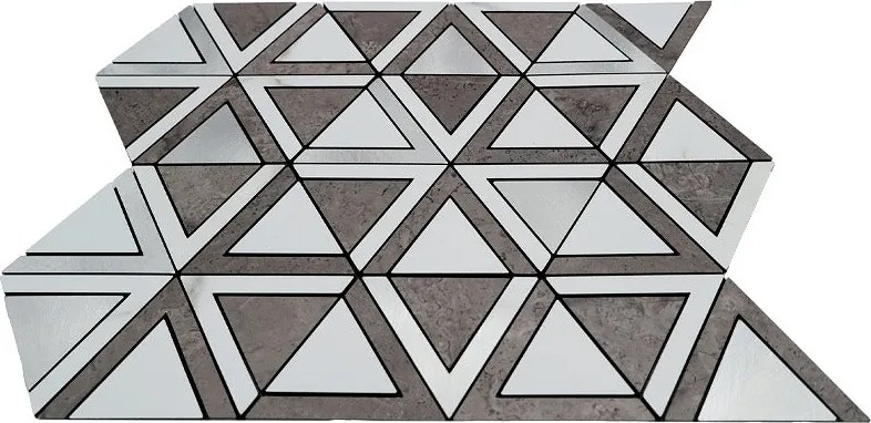 Zelfklevende Mozaïektegels Metaal | Driehoek Grijs Wit Zilver | 28,7×33,1 cm | Keuken, Bad & WC