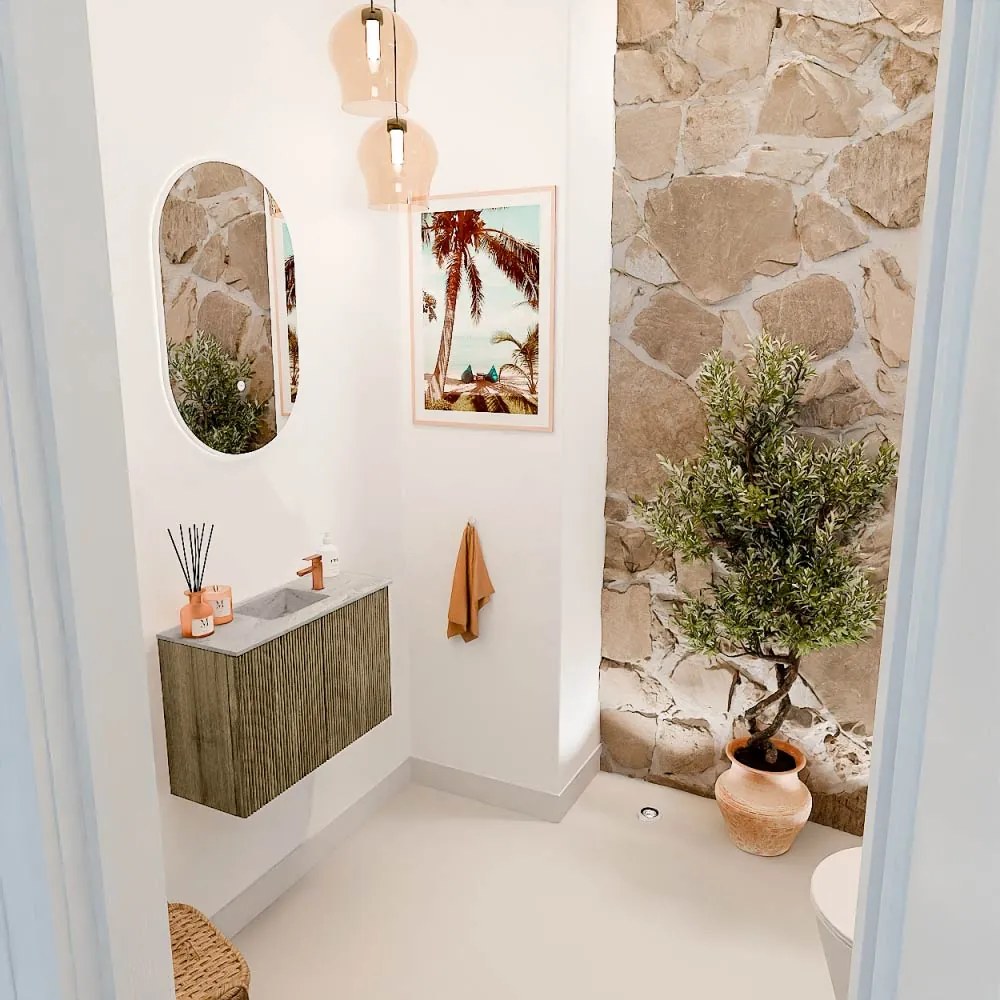 Mondiaz Joya DLux 60cm toiletmeubel dusk met wastafel faye midden 1 kraangat glace