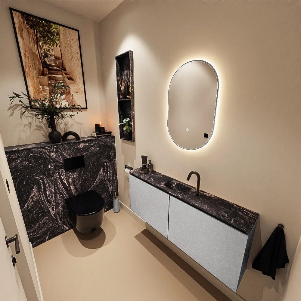 Mondiaz Ture DLux toiletmeubel 120cm plata met wastafel lava midden met kraangat