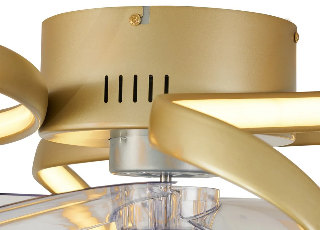 Plafondventilator met lamp messing 55cm incl. LED dimbaar met afstandsbediening - Mandy Design rond Binnenverlichting Lamp