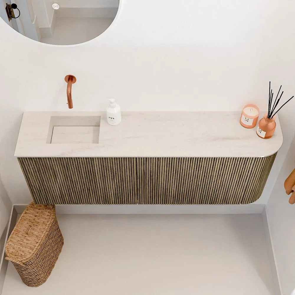 Mondiaz Joya DLux 110cm toiletmeubel ronding rechts dusk met wastafel faye links zonder kraangat meli