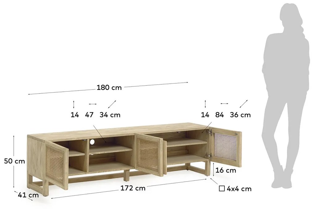 Kave Home Lenon Retro Tv-meubel Eiken - 200x35x57cm.