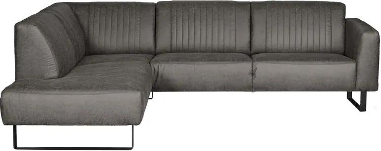 Loungebank Vargo chaise longue links | lederlook Missouri antraciet 01 | 2,10 x 2,70 mtr breed