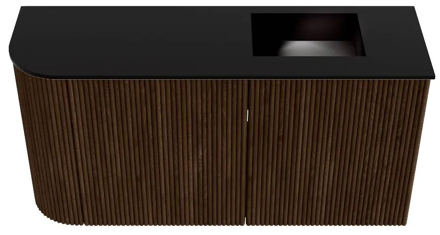 Mondiaz Joya 80cm toiletmeubel ronding links walnut met wastafel faye rechts zonder kraangat urban