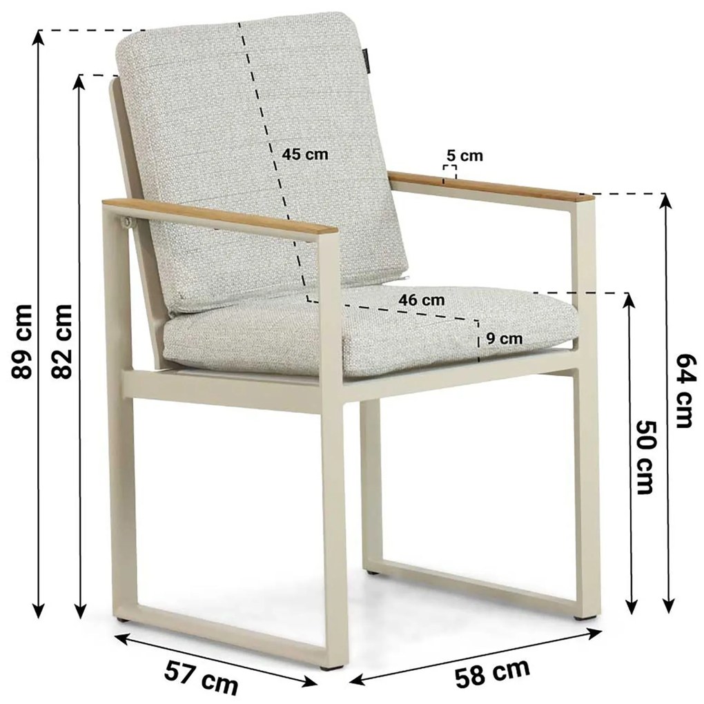 Tuinstoel Aluminium/Teak Taupe-naturel-bruin Lifestyle Garden Furniture Faro