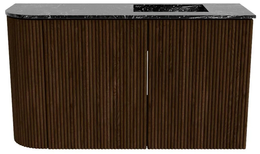 Mondiaz Joya DLux 70cm toiletmeubel ronding links walnut met wastafel faye rechts zonder kraangat lava