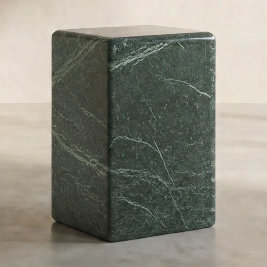 Bijzettafel Groen Marmer Vierkant - 30 X 30cm.