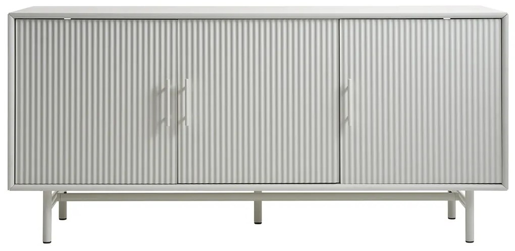 Retro Dressoir Greige Met Ribbels - 160x45x75cm.