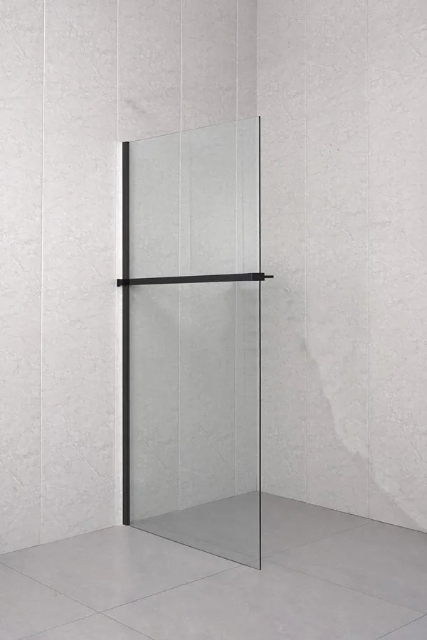 Sanigoods Obby inkortbaar handdoekrek / planchet voor douchewand mat zwart 140cm