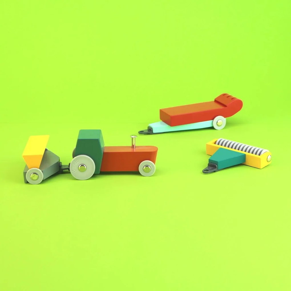 Houten tractorset - Duotone Car #7 - Floris Hovers
