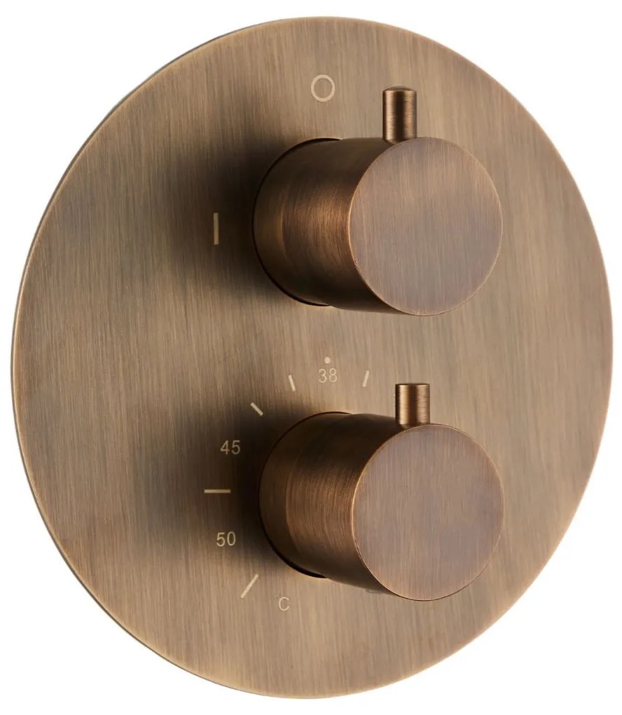 Saniclear Cube inbouw regendouche rond met inbouw douchekop 30x30cm, glijstang en staafhanddouche verouderd messing