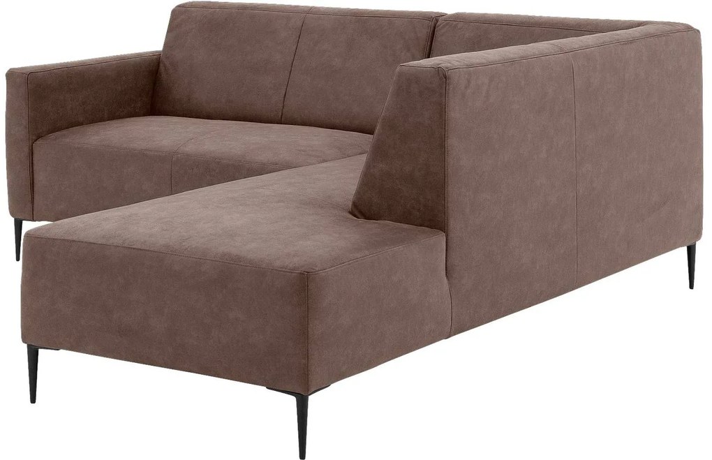 Goossens  Key West bruin, micro leer, 2-zits, modern design met ligelement rechts