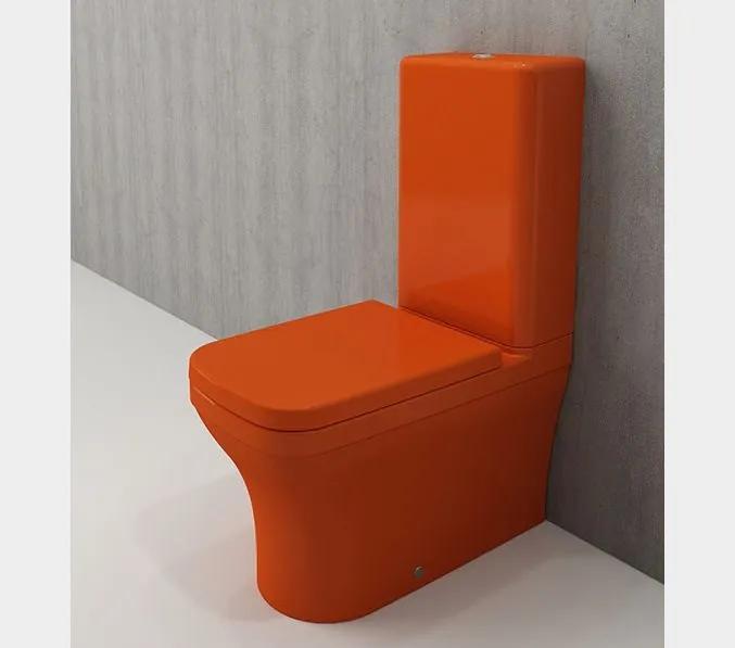 Bocchi Scala Arch staande toiletpot glans oranje met spoelbak