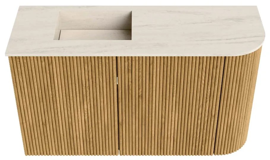 Mondiaz Joya DLux 70cm toiletmeubel ronding rechts oak met wastafel faye links 1 kraangat meli