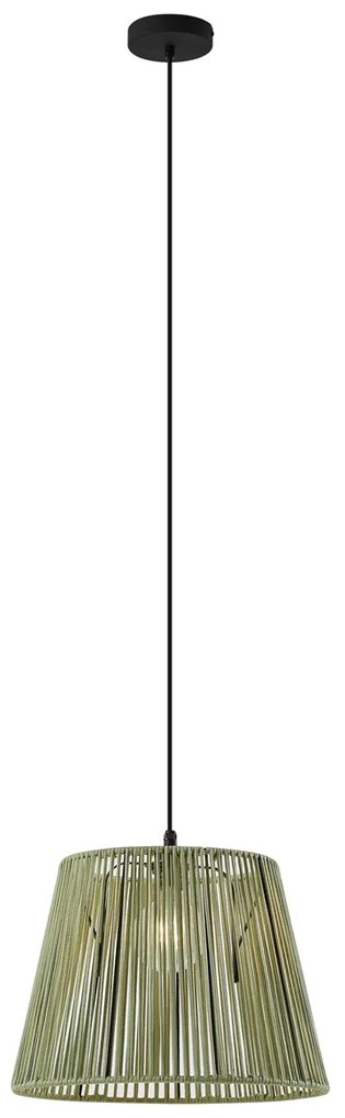 Buiten hanglamp zwart met groene kap van touw IP44 - CavaJapandi Minimalistisch E27 IP44 Buitenverlichting rond
