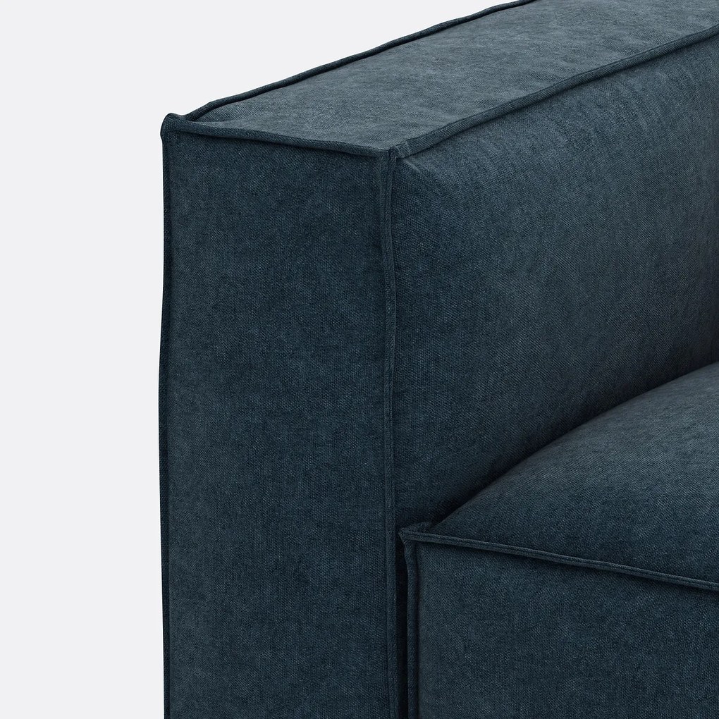 Modulaire bank, 3-zit en poef, in gestructureerd fluweel, Seven