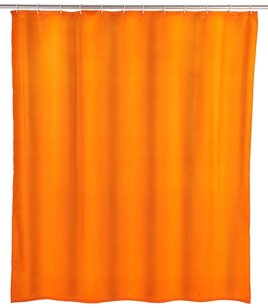 Wenko anti-schimmel douchegordijn 180x200cm polyester uni oranje inclusief ringen