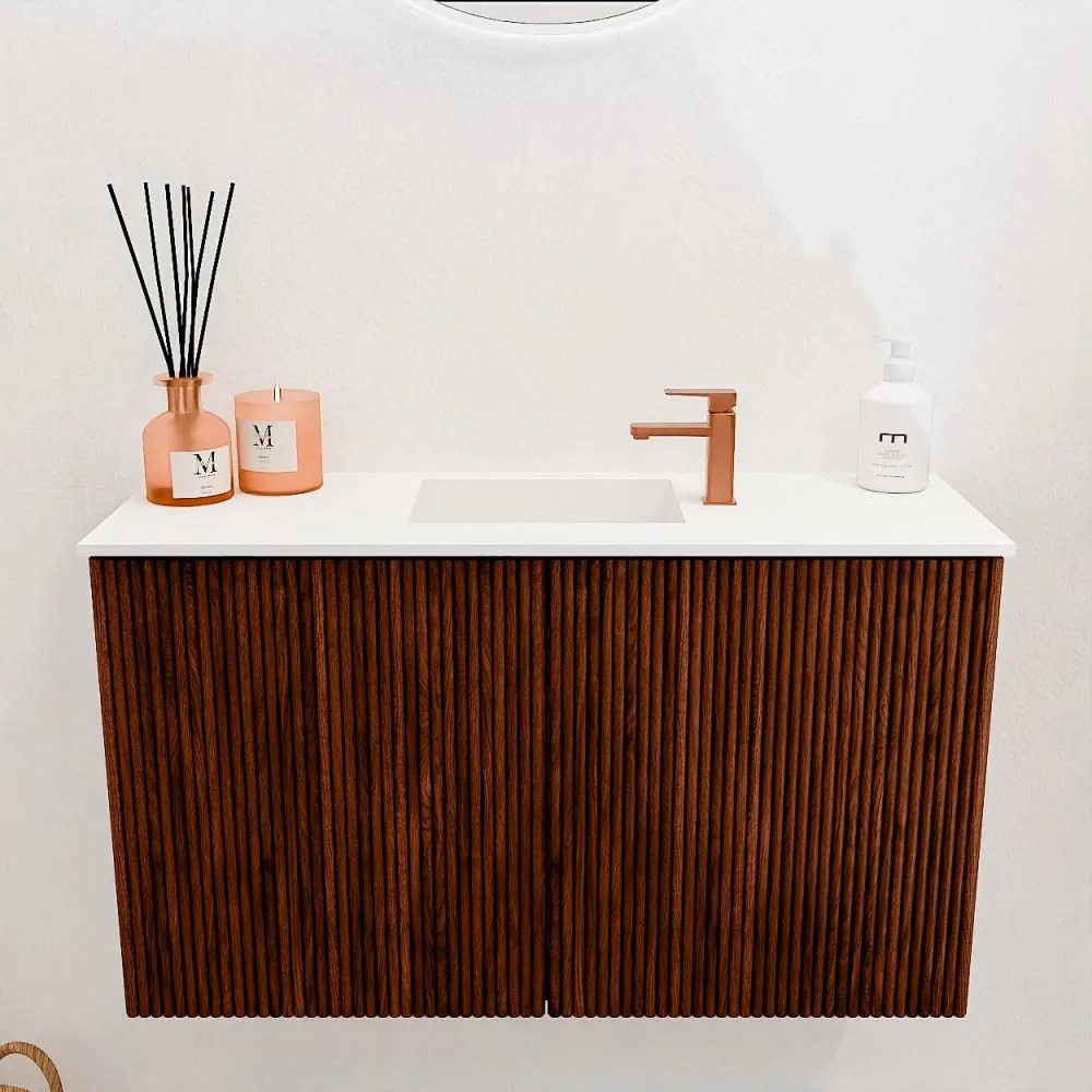 Mondiaz Joya 70cm toiletmeubel ruby met wastafel faye midden 1 kraangat talc